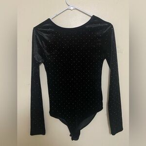 ZARA girl black velvet bodysuit
